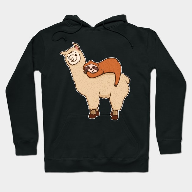 Cute & Funny Sloth Sleeping on Llama Friend Hoodie by theperfectpresents